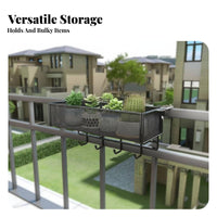 Tool-Free Installation over-the-Railing Hanging rack areaSaving Balcony Shelf Anti-Rust Plant Holder Adjustable Hangers for Apartment Dwellers, Home Decorators, Homeowners, sill ledge, Fence, Patio, Porch