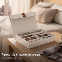 Oxford Cloth Sunglasses Storage Case Scratch-Resistant Soft Lining Eyeglass Display Box Dustproof Eyewear Display Box Elegant Design for Dresser Top, Drawer, Closet