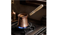 Turkish Coffee Pot Copper Coffee Pot with Wooden Handle Compact Briki for Home Baristas