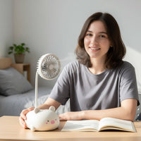 Portable and Compact Cartoon Creature Table Fan Quiet Operation Cute Creature Desk Fan Strong Airflow for Children, Office