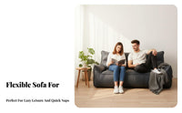 Lazy Sofa Double woven mat Lounger Lounge and Sleep Upholstered Floor Lounger stylish aesthetic Living Room Seating convertable Design for two people, Young Adults, Students, Bedroom, Balcony, Small Apartment
