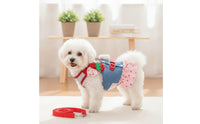 Dog Harness Dress with Leash Strawberry Cat Harness Dress with Leash Ruffled Cute for Small Dogs, Outdoor Walking, Daily Walks