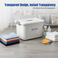 Home Organizer Bin, Large Capacity Storage Box with Lid for Clothes and Toys, Stackable, Transparent, Thickened