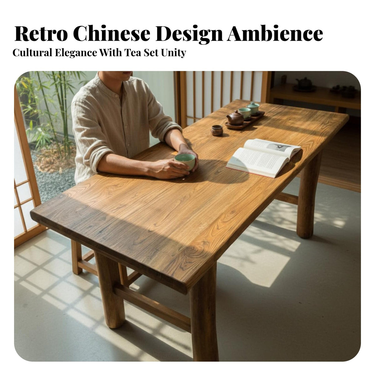 entire Wood Slab Table Natural Grain Wood Table Retro design & household Furniture for homeowners, Interior Designers, and tea Room, Guesthouse, Restaurant
