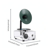Gramophone with Acrylic Base Decorative Gramophone Ornament Tabletop Desktop Decoration for Living Room