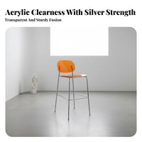 Modern Design Transparent High Stool Minimalist Aesthetic Transparent Seat Metal Frame Stool Chrome Finish Legs Counter Chair Easy to Clean for Restaurant Owners, Event Planners, Homeowners, Home Bar, Kitchen Island, Dining Room, Special Events