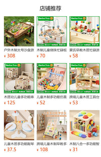 Montessori Wooden Busy Board Table with Beads for Toddlers
