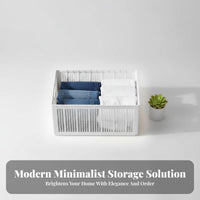 Compartmentalized Pants Box Foldable Clothing Compartment Organizer Visible Compartments Drawer Divider for households, Wardrobe, Dorm Room, Under Bed