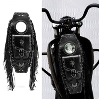 Motorcycle Tank Bag with Rivets Studded Motorcycle Tank Bag with Lanyard Strap-Closure Organizer for Cruisers Riders, Motorcyclists