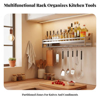 Drillno-Drill Installation Multifunctional Utensil Rack Rust-Proof Wall-Mounted Organizer Easy to Install Household Storage Space-Saving Design for Home Cooks, Organization Enthusiasts, Homeowners, Kitchen, Small Apartments, Pantry