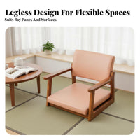 Back Support Japanese Zaisu Chair Space-Saving Legless Armchair Removable Cushion Tatami Seat Lightweight for People Who Enjoy Floor Living, Fans of Minimalist Decor, Bay Window, Bedroom, Tea Room, Meditation