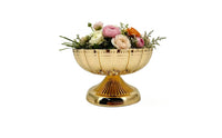 Decorative Bowl with Pedestal Hammered Gold Pedestal Centerpiece Footed Bowl Fluted Wide-Mouth for Event Planners