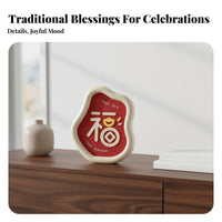 3 Pieces Good Fortune Tabletop Decor Housewarming Gift Fu Character Sculpture Set Symbol of Prosperity Chinese New Year Decoration Set for Living Room