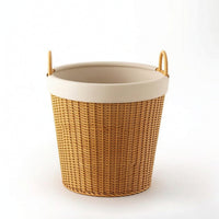 Open-Top Imitation Rattan Basket Long-Lasting Tapered Laundry Hamper Stylish Woven Basket with Handles Lightweight for Bedroom