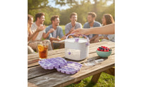 Ice Cube Tray with Storage Bin Two-Layer Ice Cube Tray with Scoop Container 50-Grid Compact for Hosts, Freezer, Home Kitchen