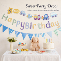 Colorful Face Birthday Banner for Kids Party, Letter Decoration with Cartoon Design, Shower Celebration Bunting Flags