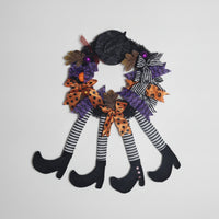 Wreath with Witch Legs Striped Door Wreath Easy to Hang Wall Hanging for Entryway