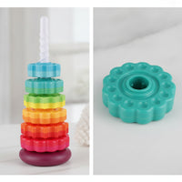 Stackable Rainbow Stacking Stacker Fine-Motor Stacking Toy with Spiral Pole Sensory Disc Stacker BPABPA-Safe for Preschool