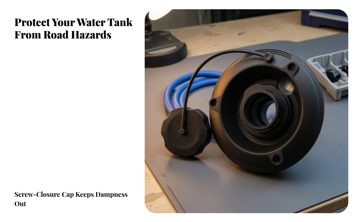 Water Tank Fill Inlet with Cap | Three-Hole Mounting Design, passive-fill Feed, RV water refill port Inlet with Flange, for Travel Trailers