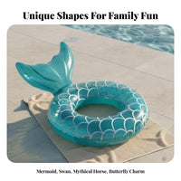 Mermaid Tail Swim Tube Instagrammable Mermaid Tail Pool Accessory Whimsical Design Fish Scale Pattern Pool Tube for Kids, Adults, Beach, Vacation
