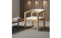 Solid Wood Armchair Firm-Density Foam Cushion Upholstered Dining Chair Ergonomic Design Modern Wooden Accent Chair for Restaurant, Tea Room