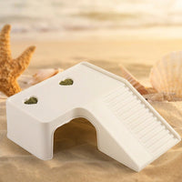 Textured Reptile Hide Turtle Basking Resting Spot, Multi-Functional Aquarium Caves and Hides, Polypropylene Resting Shelter with Feeding Area