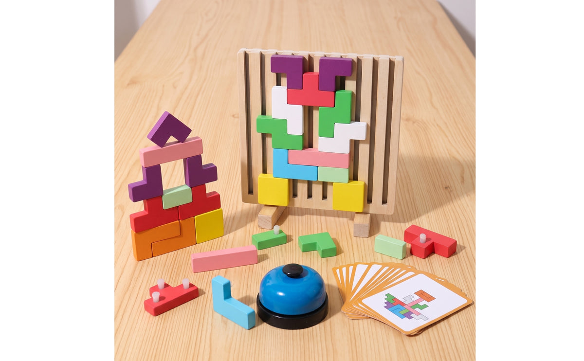 Pattern Block Game with Bell Double-Sided Block Puzzle with Bell Pattern Matching Puzzle Game Interactive Brain Teaser