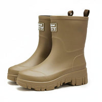 Wear-Resistant Ankle-High-Calf Rain Boots Easy to Clean Women's Ankle-High Calf Rain Boots Fashionable Design Fashion Rainboots Comfortable Insole for Kitchen Work, Outdoor, Gardening