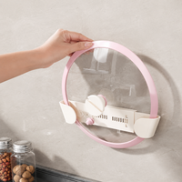 Retractable Pan Lid Holder, Drill Wall-Mount Pan Organiser, Matte Synthetic Polymer Saucepan Lid Storage for Kitchen Cupboard