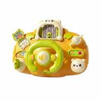 Interactive Play Stroller Steering Wheel Toy Lights and Sounds Baby Driving Simulator Multifunctional Bear Themed Driving Console Early Educational for Travel