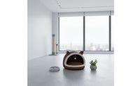 All-Season Semi-Enclosed Cat Nest Washable Cat Ear Pet Bed With Hanging Toy for Cats