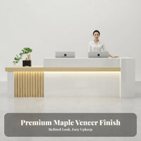 Modern Reception Desk Wide Desktop Modern Reception Counter Spacious Workspace Marble Pattern Cashier Stand for Business Owners, Lobby, Store