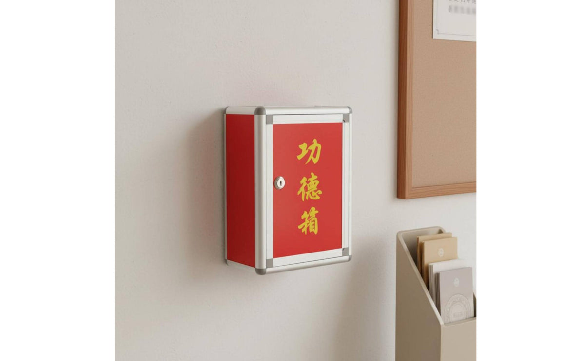 Wall Mounted Donation Box With Lock Red Aluminum Donation Box Locking Mailbox Easy to Install Rust Resistant for Office, School