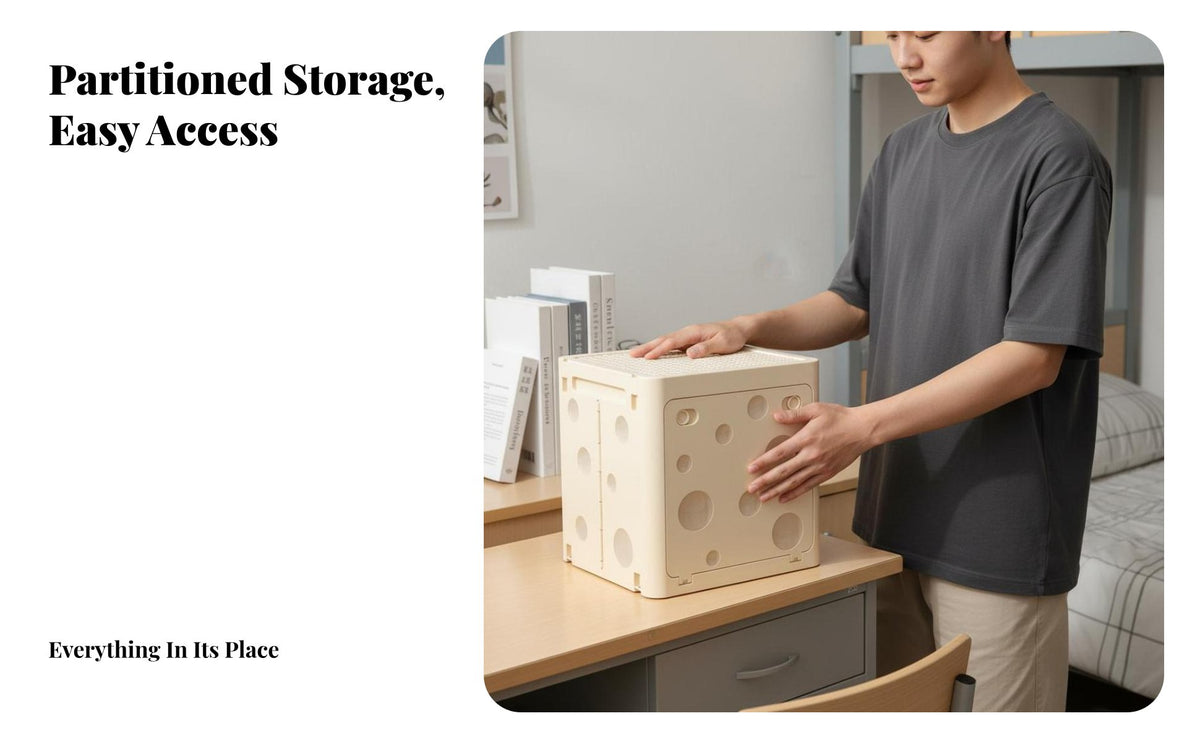 Foldable Storage Box with Doors Modular Design Foldable Storage Box Large Capacity Mobile Book Organizer for Students, Dorm Room, Study, Playroom