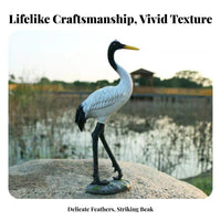 Red-Crowned Crane Sculpture Lifelike Details Red-Crowned Crane Statue Elegant Design Fairy Garden Bird for Gardeners