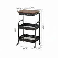 Multifunctional Nightstand with Wheels Space Saving Bedside Storage Trolley Long-Lasting Construction for Bathroom