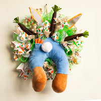 Carrot Ribbon Door Hanger Festive Atmosphere Easter Bunny Wreath Funny Design Soft Toy Bunny Door Decoration for Homeowners, Wall Decor, Porch