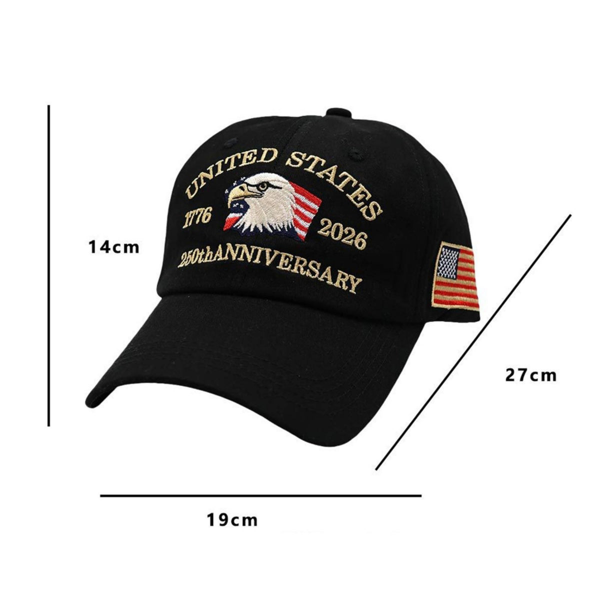 Design USA 250th Anniversary Hat Structured Front Eagle Embroidered Cap 100% Cotton Headwear Breathable Material for Outdoor Activities