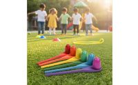 Improves Fine Movement Skills Egg and Spoon Race Game Sturdy Wood Construction Wooden Egg and Spoon Set Water-Based Paint Wooden Balance Relay Game Bright Colors for Preschoolers, Toddlers, Team Building, Kindergarten, Party Activities, Outdoor