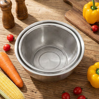 Stainless Steel Bowl and Strainer Set, Thickened Mixing Bowl for Whisking Bowl and Salad Bowl, Modern Minimalist Style for Home Kitchen Use