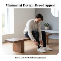 Minimalist Wooden Bench Nordic Design Backless Wooden Bench Simple Modern Design Long Stool for Homeowners, Adults, Entryway, Dining Room, Bedroom