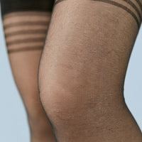 Thigh High Stockings with Sun Protection and Anti-Slip Band for Plus Size Women, Hold Up Nylon for Office Wear, Transparent and Lightweight