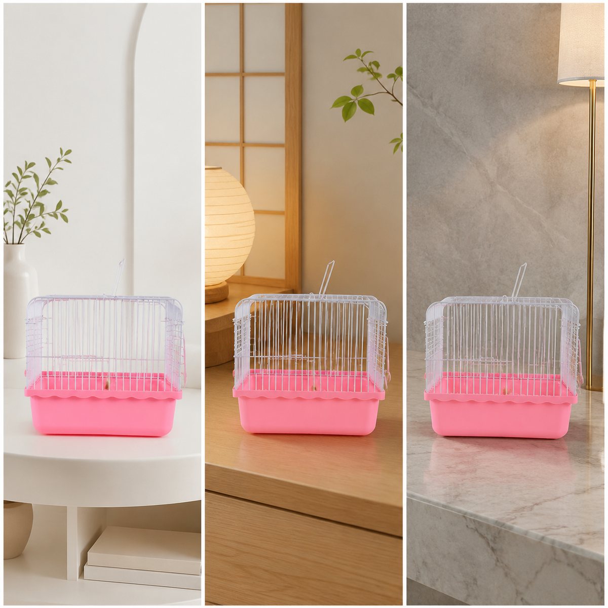 Portable Metal Bird Cage for Parakeets, Lovebirds, Finches, and Small Birds - Travel Carrier and Observation Cage