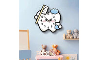 Oral Health-Themed Wall Clock Easy-to-Read Tooth Shaped Clock Hanging for Pediatricians, Kids, Pediatric Office, Classroom