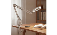 Clamp-on Magnifying Lamp LED Desk Magnifying Lamp Desk Magnifier with Light Dimmable for Crafters, Crafting, Repair Tasks