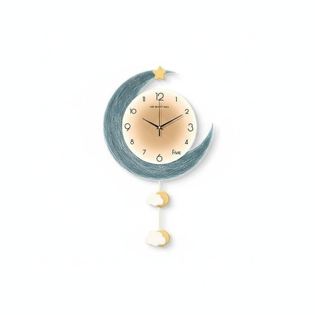Nordic Design Crescent Moon Wall Clock Dreamy Design Moon and Star Decorative Clock Battery Powered for Bedroom