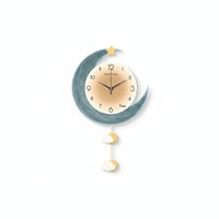 Nordic Design Crescent Moon Wall Clock Dreamy Design Moon and Star Decorative Clock Battery Powered for Bedroom
