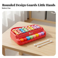Educational Baby Piano and Xylophone Multicolored Keys 8 Note Glockenspiel Sensory Development Colorful Percussion Toy Polished Edges for Children, Toddlers, Infants, Preschool, Daycare