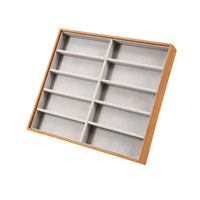 Wood-Grain Sunglasses Display Case 10-Slot Eyeglass Display Box Slanted Sunglass Organizer Upright for Retailers, Collectors, Retail Counter, Dresser, Optical Shop