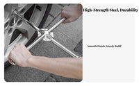 High Rotational Force 4 Way Lug Wrench Labor Saving 4 Way Wheel Brace Heavy Duty for Roadside Emergency, Garage